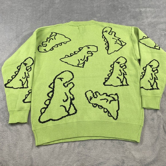 Andreilee Neon Green Dinosaur Knit Sweater XL Aelfric Eden Christmas Gift - Picture 9 of 12